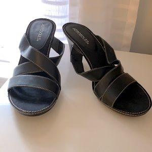 Black Slip On Aerosole Sandals